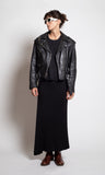 Black leather biker jacket