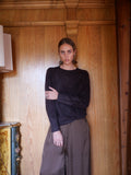 Chocolate silk and cashmere blend pullover