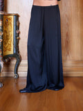 Silk blend deep black pants