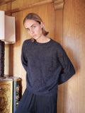 Anthracite silk and cashmere blend pullover