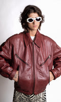 Burgundy Leather Bomber